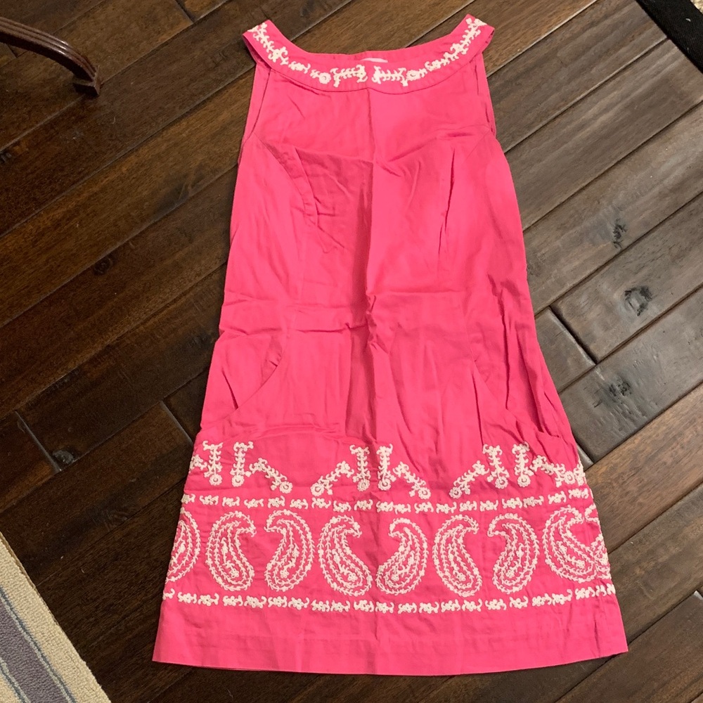 Lilly Pulitzer Vibrant Pink and White Paisley Embroidered Dress Size 0
